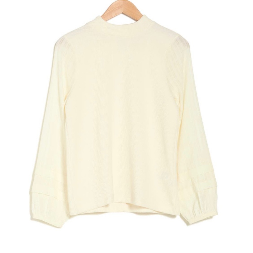 Madewell | Weavemix Mockneck Bubble-Sleeve Top Antique Cream - Size M - Picture 4 of 7